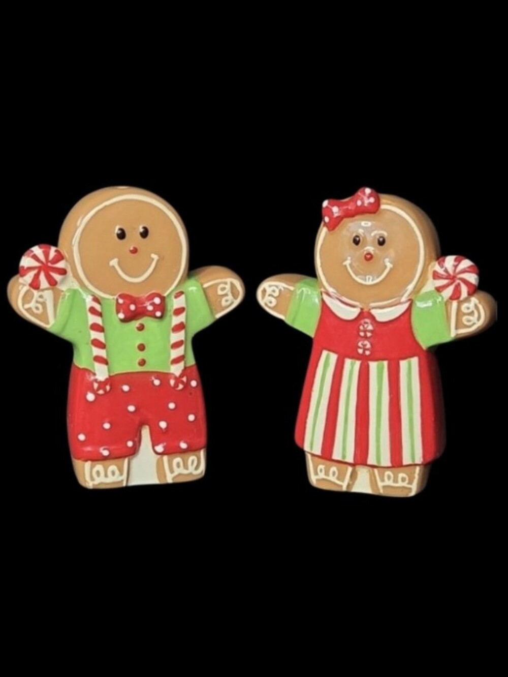 Holiday Gingerbread Man and Woman Salt And Pepper Shaker Set